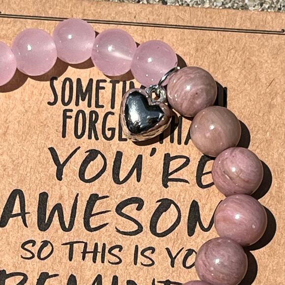 Stone Bracelet New You are Awesome  Positive Affirmation Stretches Gift Present - Picture 2 of 3